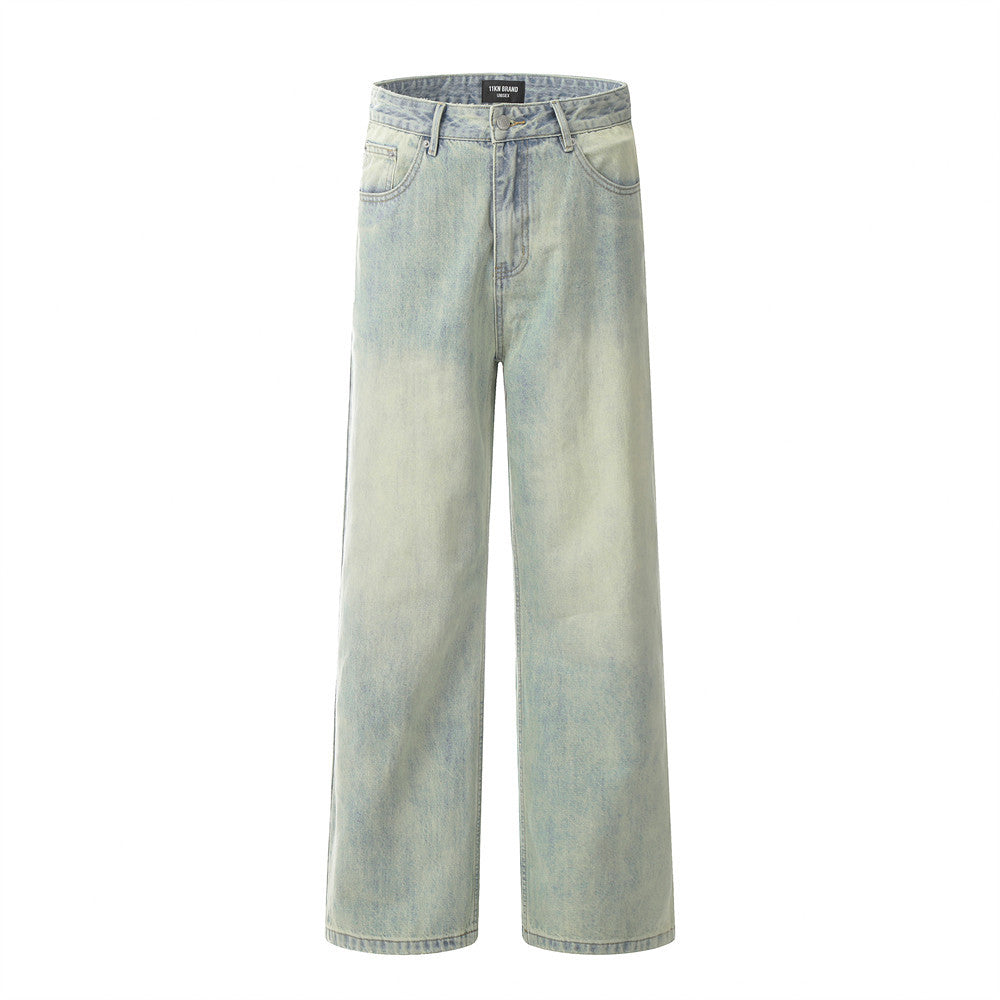 Yellow Mud Dyed Straight Jeans Men