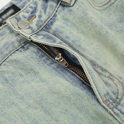 Yellow Mud Dyed Straight Jeans Men