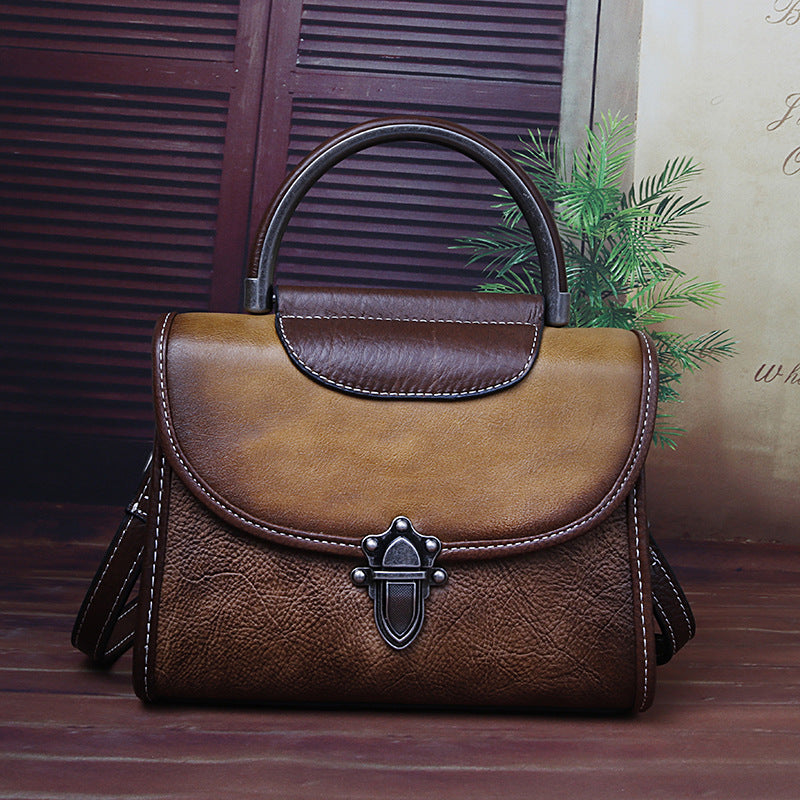 First-Layer Cowhide Mini Bag | Retro-Style Shoulder & Crossbody Bag for Women