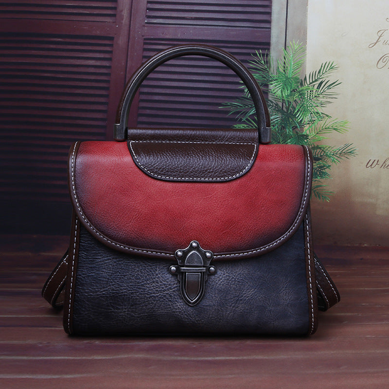 First-Layer Cowhide Mini Bag | Retro-Style Shoulder & Crossbody Bag for Women
