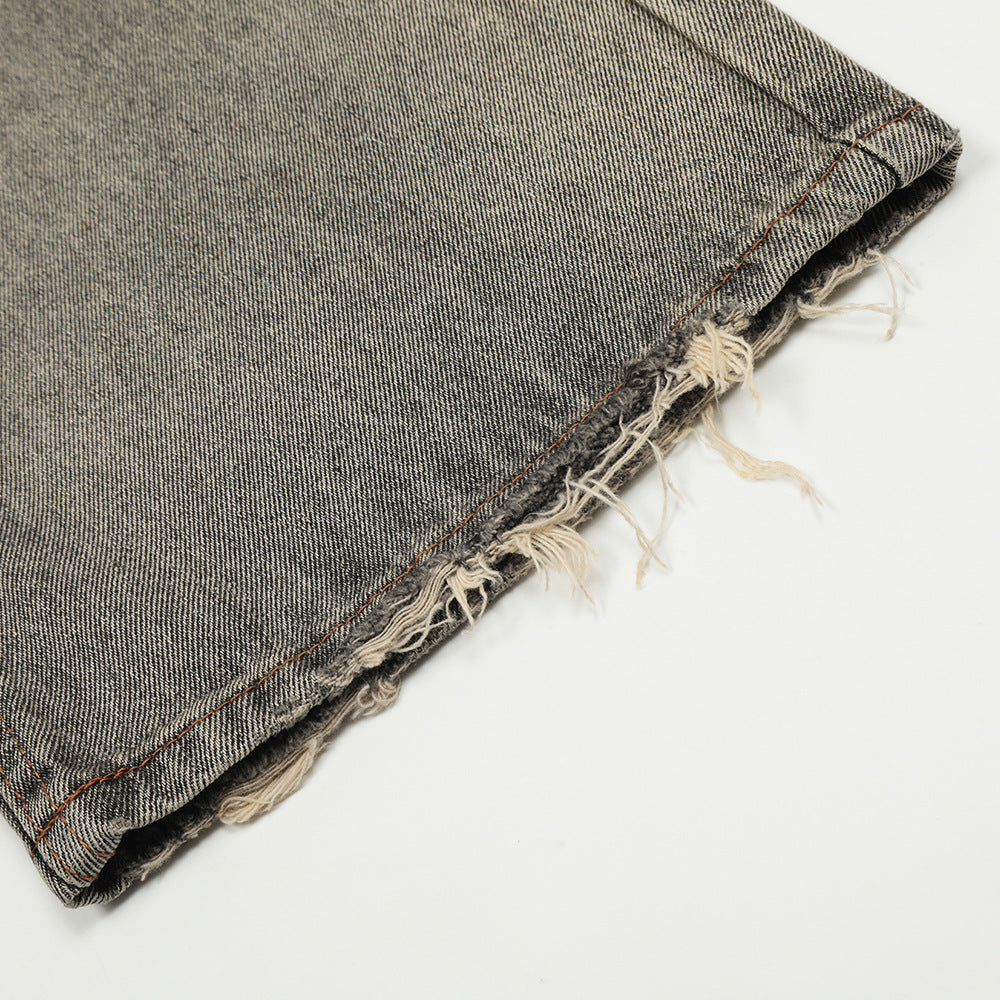 Worn Looking Washed-out Denim Bootcut Trousers Men's Hippie Trend