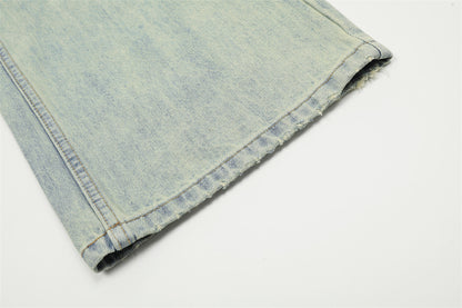 Yellow Mud Dyed Straight Jeans Men