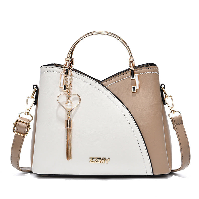 Women’s Contrast Color Handbag | Large-Capacity Shoulder & Messenger Bag