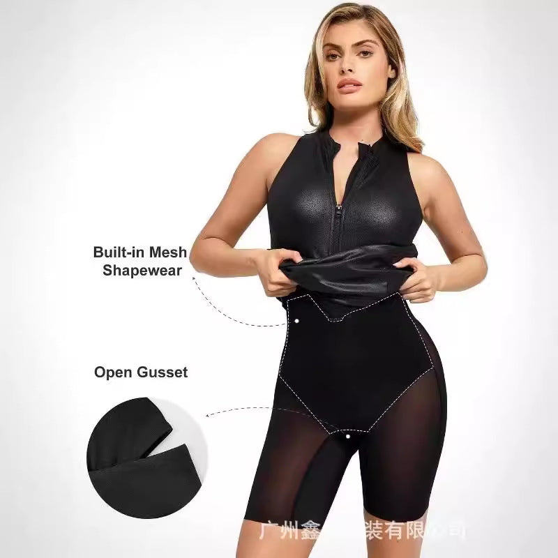 Women’s Sexy American Style Sleeveless Slim-Fit Leather Dress | High-Stretch Bodycon Hip Dress