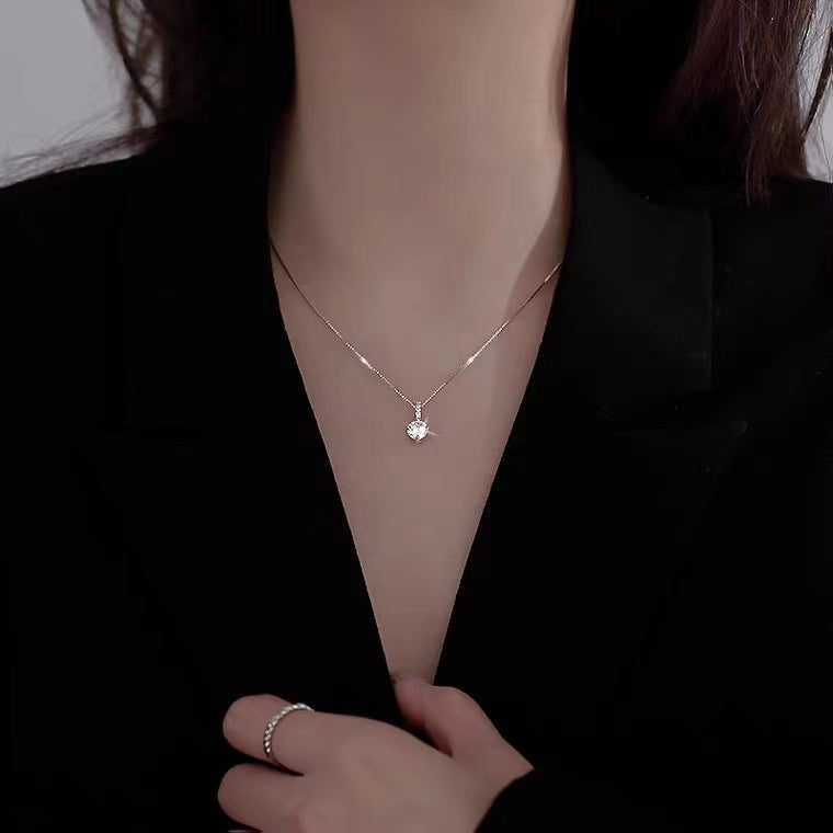 Sterling Silver Zircon Clavicle Chain  Light Luxury Niche Design Cold Style Exquisite