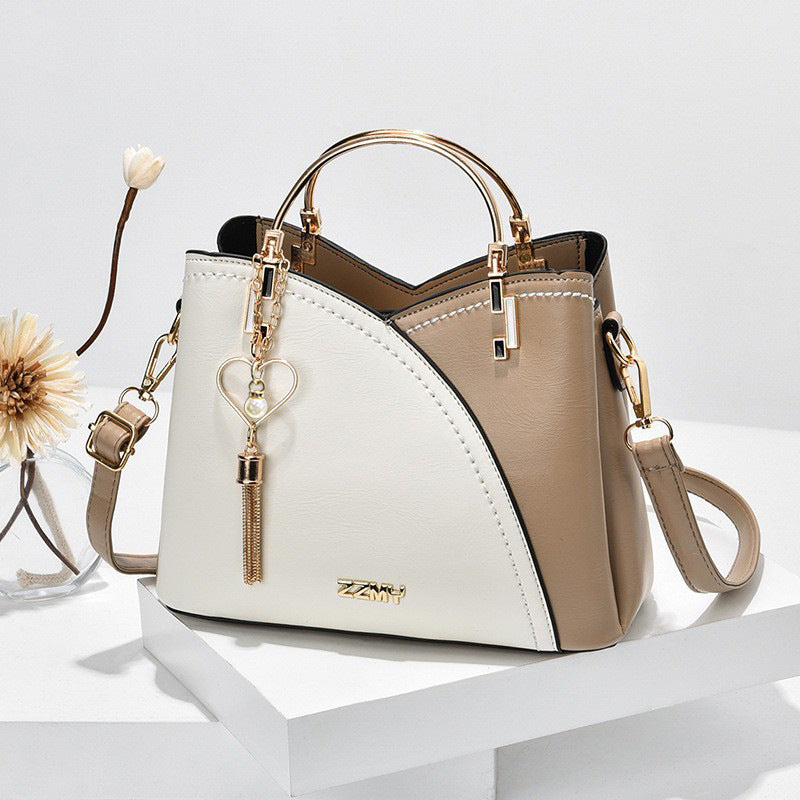Women’s Contrast Color Handbag | Large-Capacity Shoulder & Messenger Bag