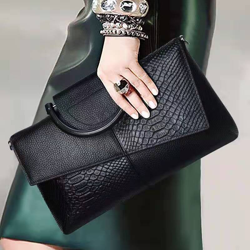 Genuine Leather Women’s Clutch & Crossbody Bag – Top Layer Cowhide Elegant Banquet Handbag