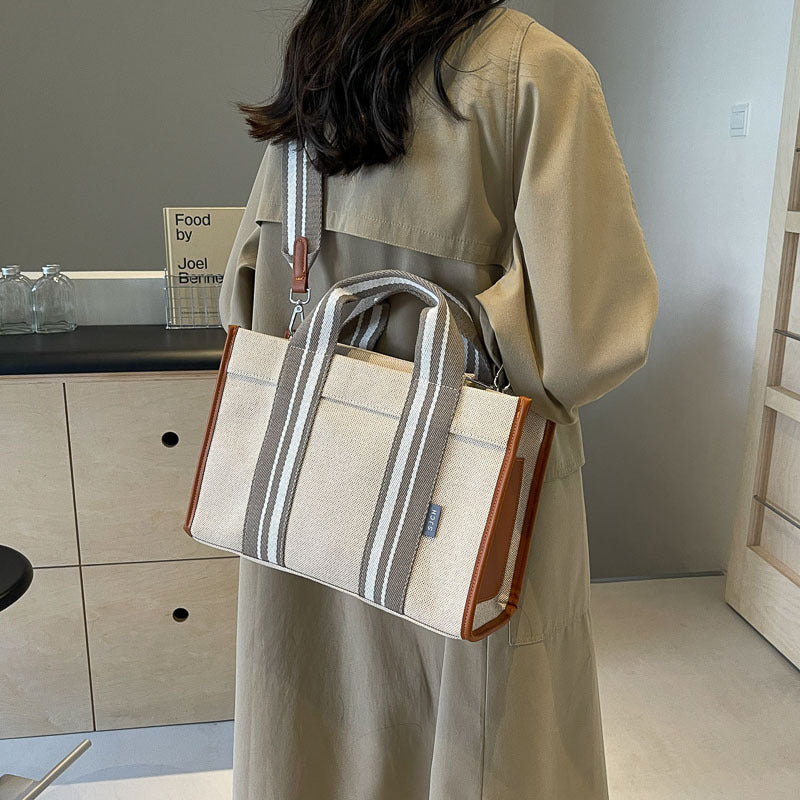 Women’s Contrast Color Handbag | Fashion Canvas Crossbody Bag