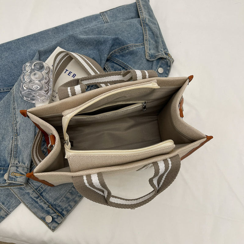 Women’s Contrast Color Handbag | Fashion Canvas Crossbody Bag