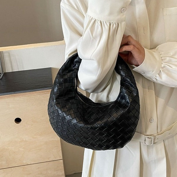 Woven Handbag | Solid Color Shoulder & Underarm Bag