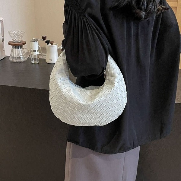 Woven Handbag | Solid Color Shoulder & Underarm Bag