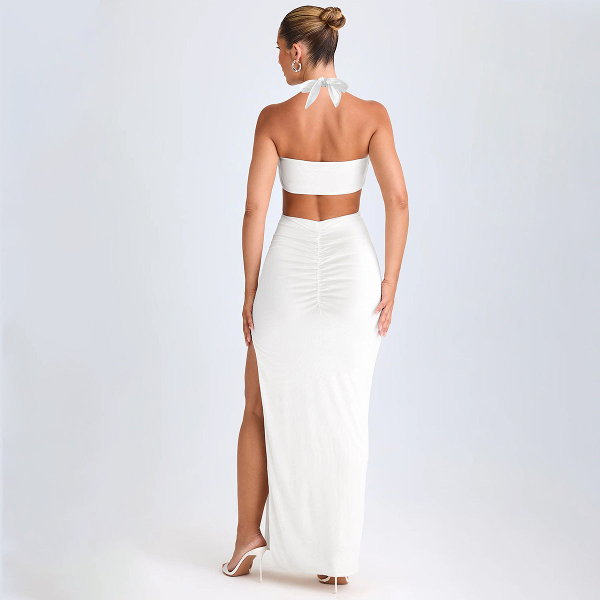 Women’s Cross-Shoulder Backless Bodycon Dress | Hollow-Out Pleated Summer Dress, European & American Style