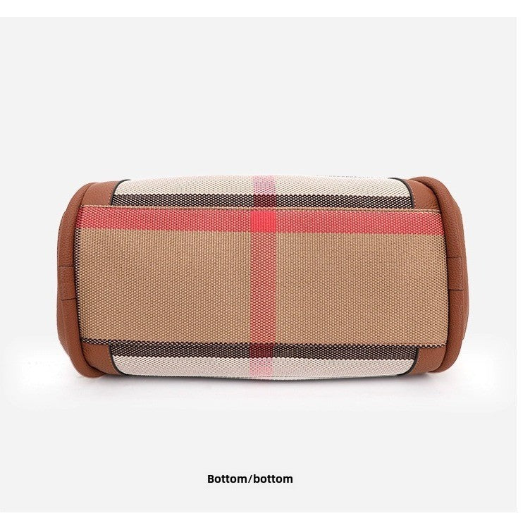 2024 European & American Fashion Large Leather Handbag | Women’s Plaid Cowhide Wings Bag