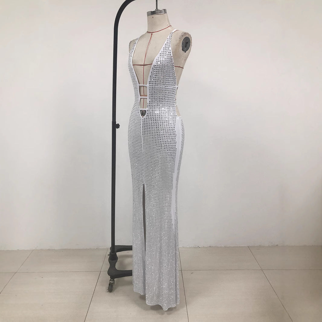 Women’s Sexy Sleeveless Hanging Neck Dress | Hollow Open Shoulder Long Dress, European & American Style