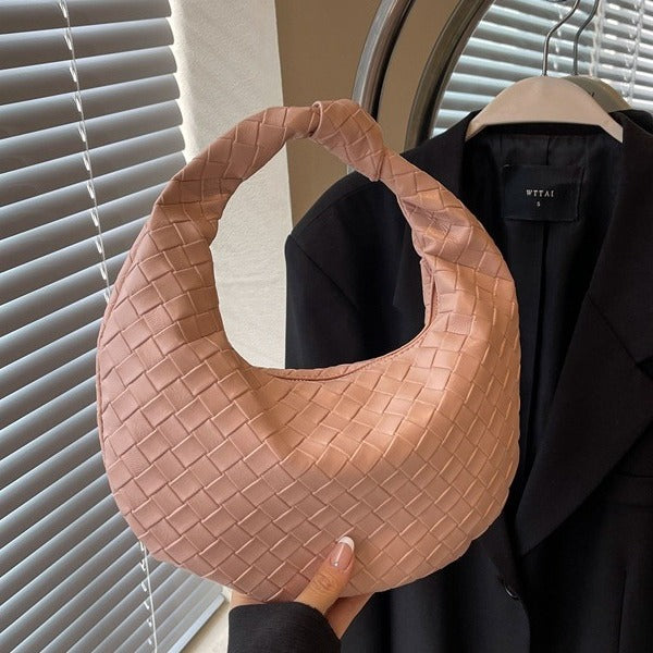 Woven Handbag | Solid Color Shoulder & Underarm Bag