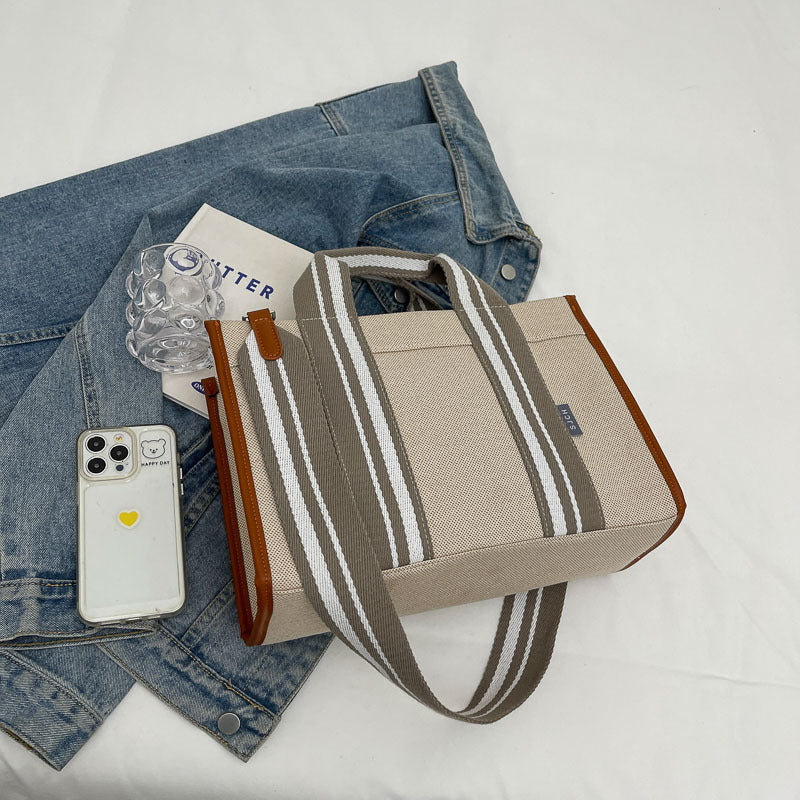 Women’s Contrast Color Handbag | Fashion Canvas Crossbody Bag