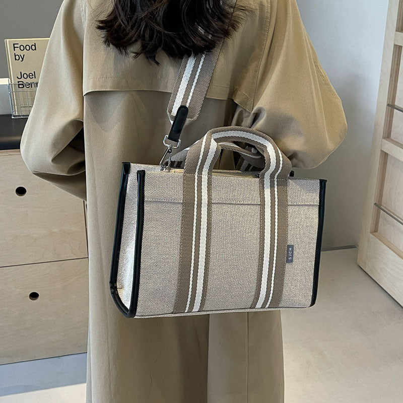 Women’s Contrast Color Handbag | Fashion Canvas Crossbody Bag