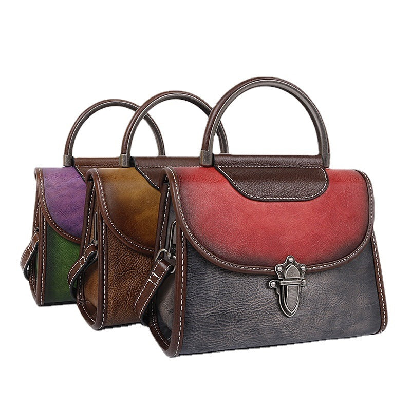 First-Layer Cowhide Mini Bag | Retro-Style Shoulder & Crossbody Bag for Women