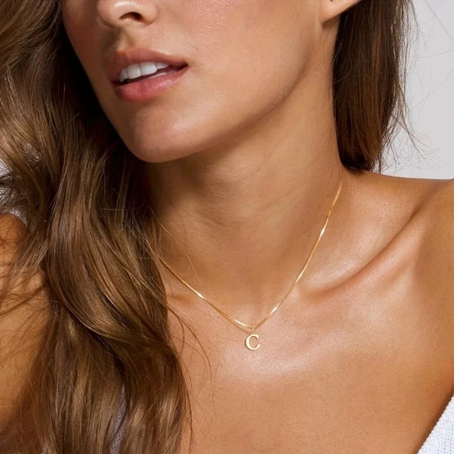Women A-Z Initial Necklace 18K Gold