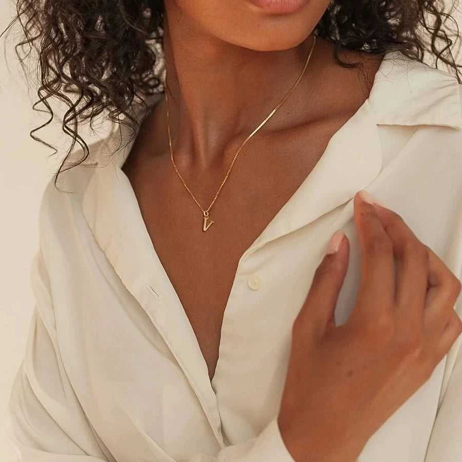 Women A-Z Initial Necklace 18K Gold