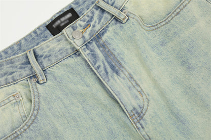 Yellow Mud Dyed Straight Jeans Men