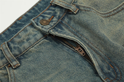 Heavy Industry Washing Hole Denim Trousers Men