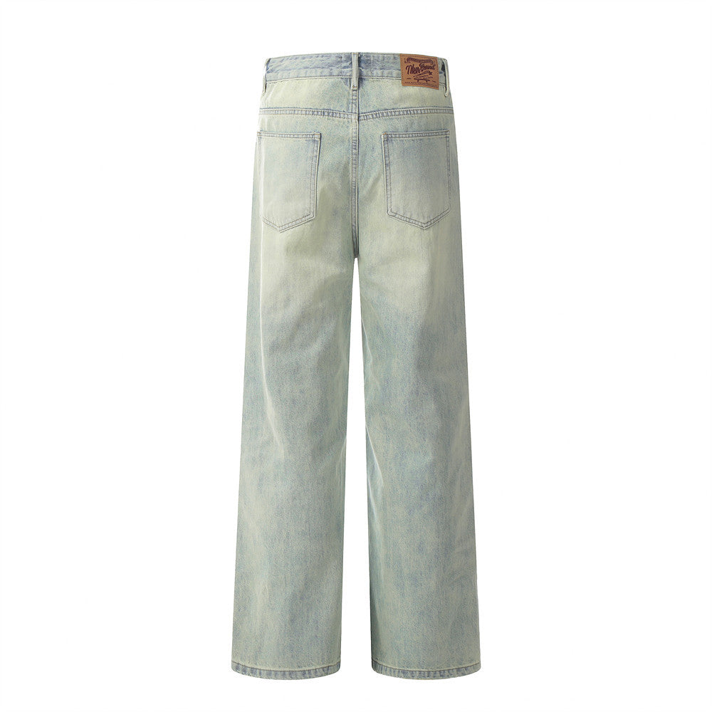 Yellow Mud Dyed Straight Jeans Men