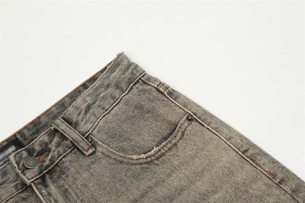 Worn Looking Washed-out Denim Bootcut Trousers Men's Hippie Trend