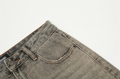 Worn Looking Washed-out Denim Bootcut Trousers Men's Hippie Trend