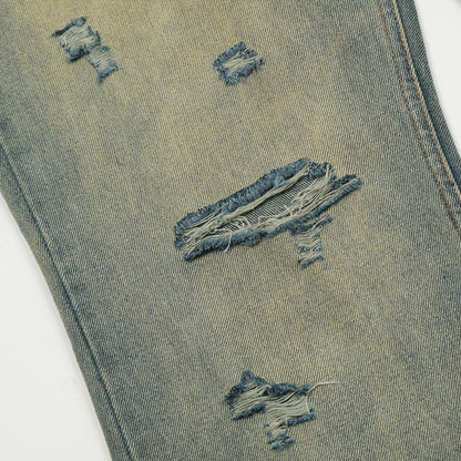 Heavy Industry Washing Hole Denim Trousers Men