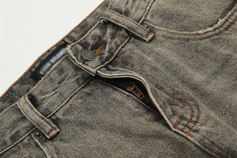 Worn Looking Washed-out Denim Bootcut Trousers Men's Hippie Trend