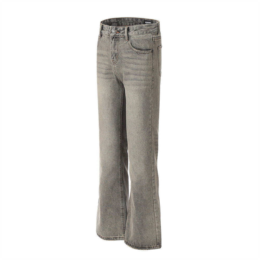 Worn Looking Washed-out Denim Bootcut Trousers Men's Hippie Trend