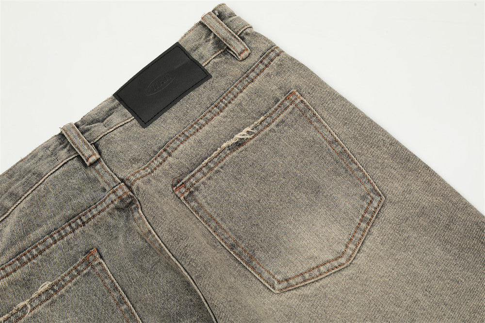 Worn Looking Washed-out Denim Bootcut Trousers Men's Hippie Trend