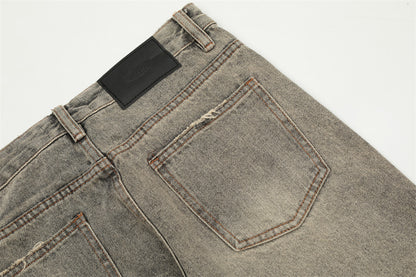 Worn Looking Washed-out Denim Bootcut Trousers Men's Hippie Trend